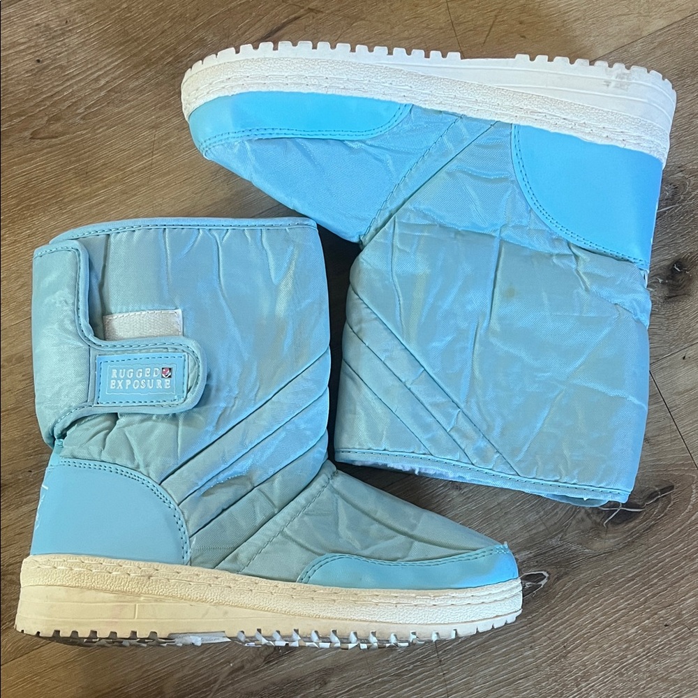 Rugged Bear Light Blue Quilted Kids Boots